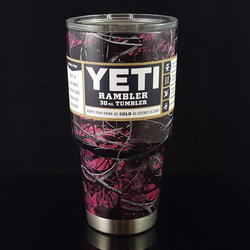 Skin Decal for Yeti 30 oz Rambler Tumbler / pink camo, camouflage –