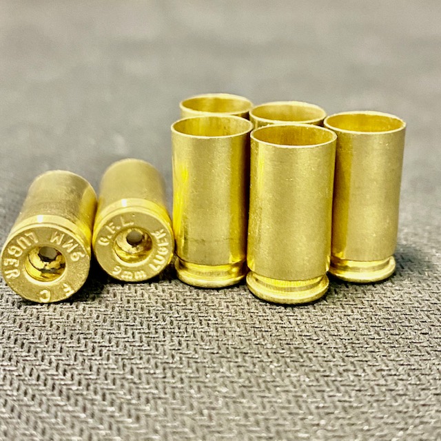 once fired 9mm brass in stock