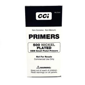 CCI  #500 NICKEL PLATED SMALL PISTOL PRIMERS 2000CT  