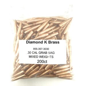 30 CAL PROJECTILES GRAB BAG MIXED WEIGHTS 200CT